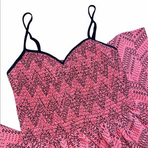 Mason + Mackenzie small (5) pink & black smocked summer dress